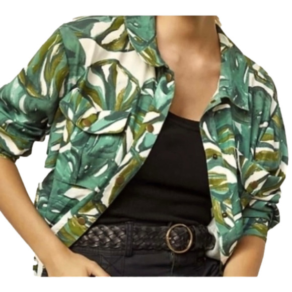 Anthropologie Jackets & Blazers - ANTHROPOLOGIE Hutch Botanical Monstera Tropical Jacket Size L